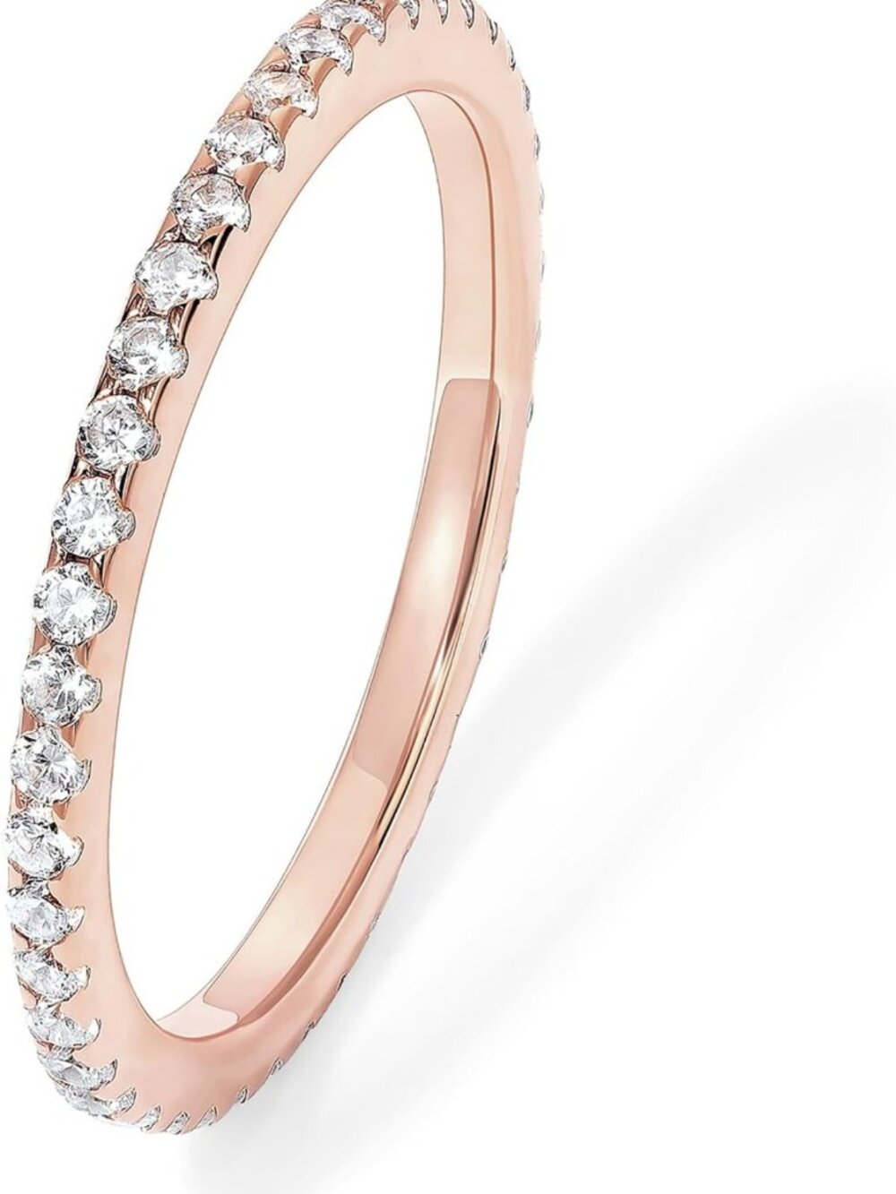 Gold Plated 925 Sterling Silver CZ Simulated Diamond Stackable Eternity Ring